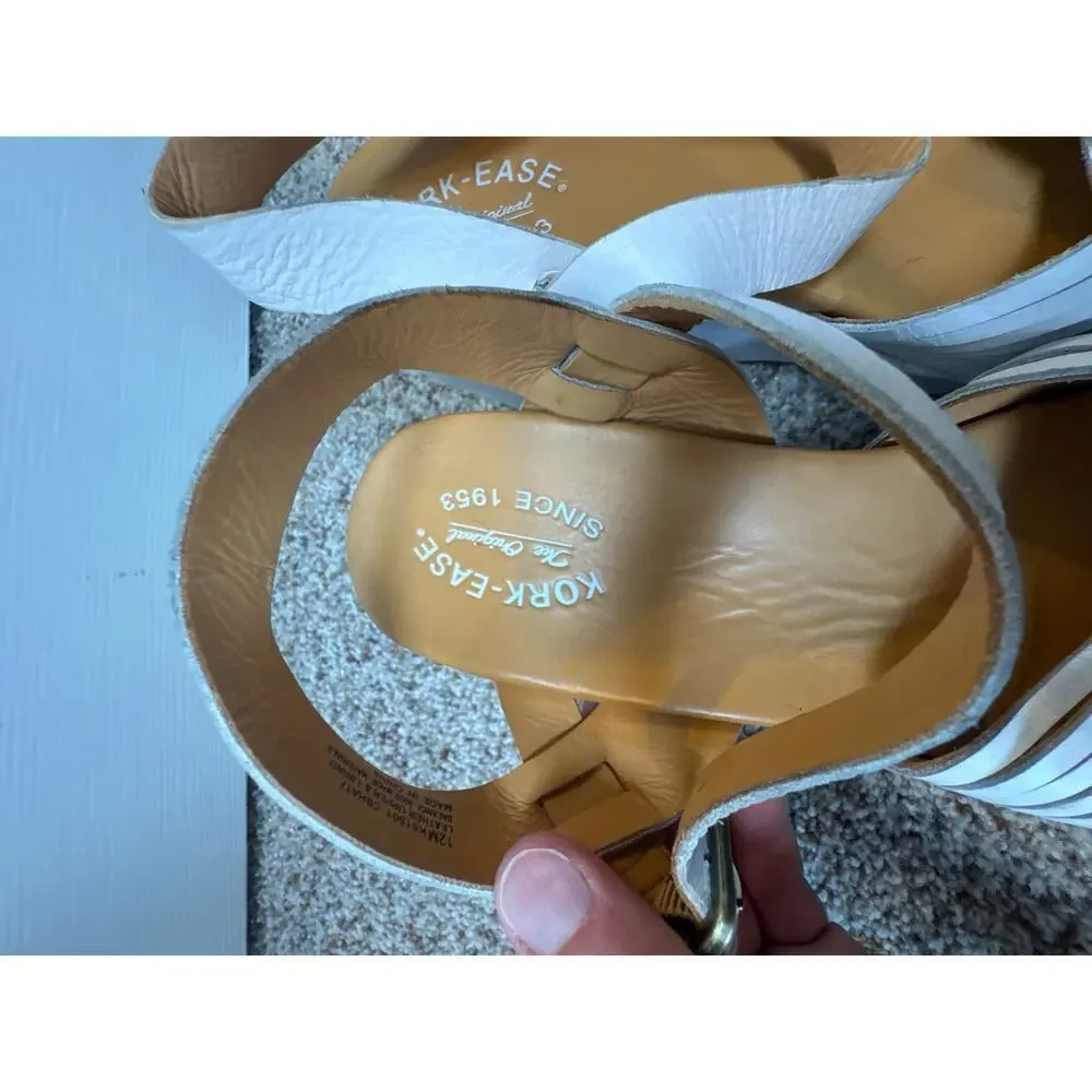 KORK-EASE Women's Sandals, size 12, White, strappy wedge platform shoes